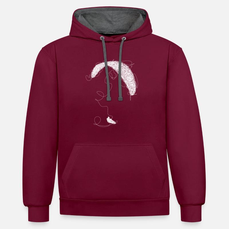 Paraglider scribble white - Kontrast-Hoodie - Weinrot/Anthrazit