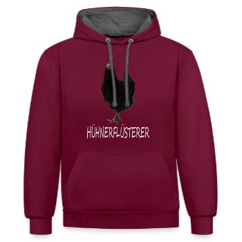 Hühnerflüsterer - Kontrast-Hoodie - Weinrot/Anthrazit - Vorne - Anna (173cm) & Nico (186cm)