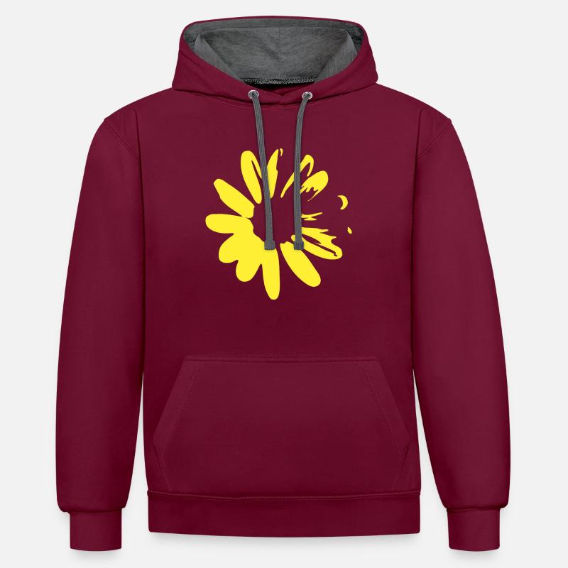 Marguerites Été Printemps - Sweat à capuche contrasté - bordeaux/anthracite