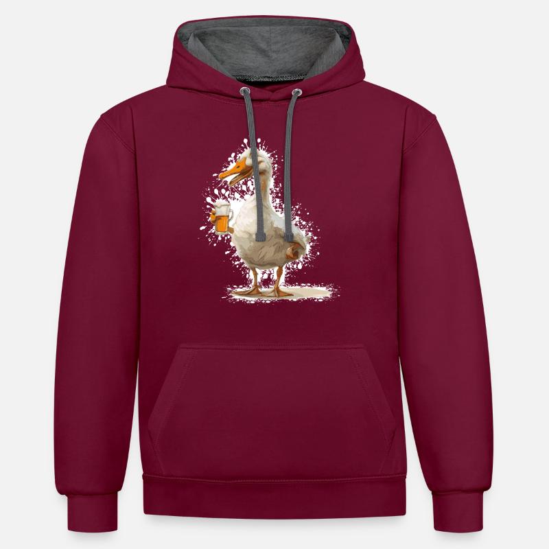 Bière d’oie drôle - Sweat à capuche contrasté - bordeaux/anthracite