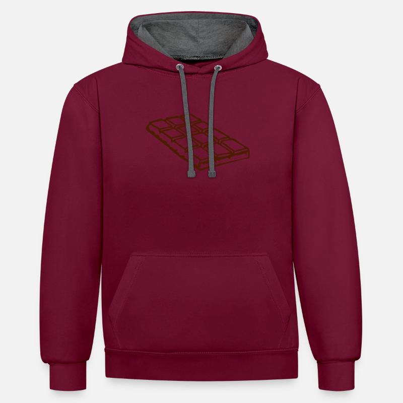tablette chocolat 2803) - Sweat à capuche contrasté - bordeaux/anthracite