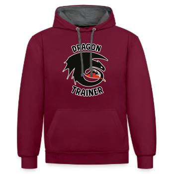 Drachenzähmen Leicht Gemacht Drachentrainer-Logo - Kontrast-Hoodie - Weinrot/Anthrazit - Vorne - Anna (173cm) & Nico (186cm)