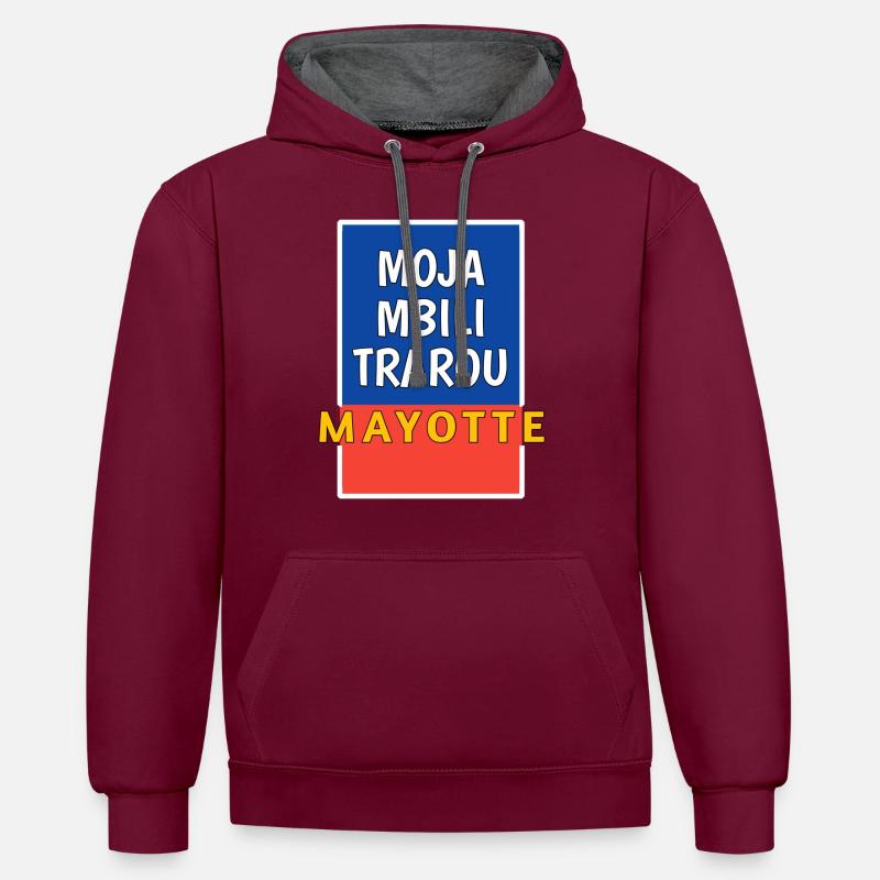 Mayotte1 - Sweat à capuche contrasté - bordeaux/anthracite