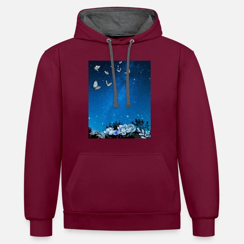 Illustration Self Love - Sweat à capuche contrasté - bordeaux/anthracite