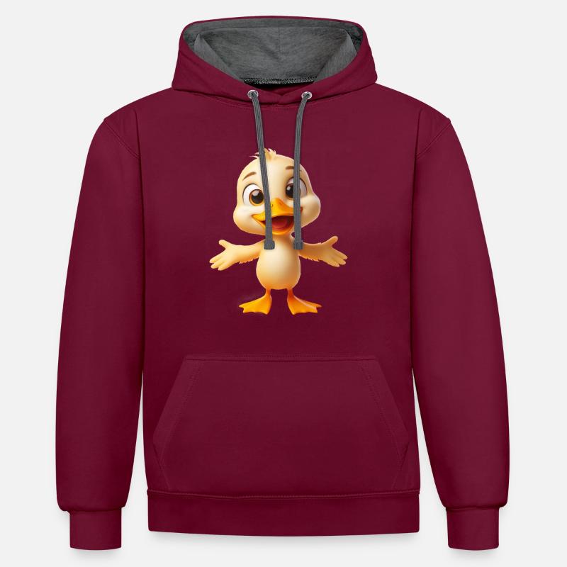 Canard 1 - Sweat à capuche contrasté - bordeaux/anthracite