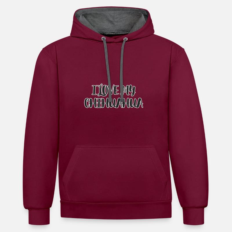 j'aime mon chihuahua - Sweat à capuche contrasté - bordeaux/anthracite