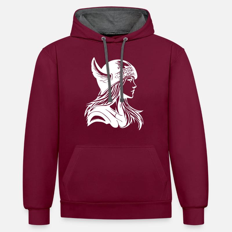 Wikinger Mädchen Kriegerin - Kontrast-Hoodie - Weinrot/Anthrazit