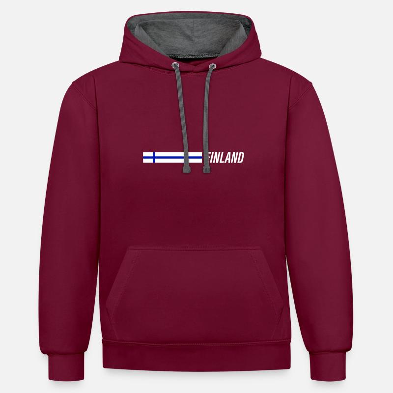 Drapeau de la Finlande - Sweat à capuche contrasté - bordeaux/anthracite