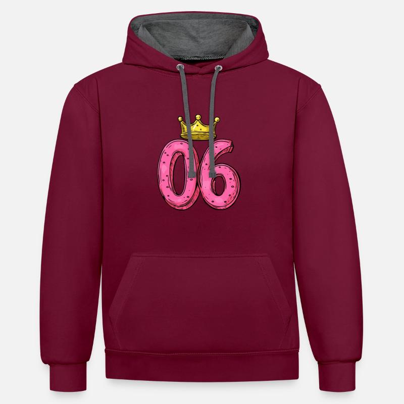 Couronne à 6 chiffres - Sweat à capuche contrasté - bordeaux/anthracite