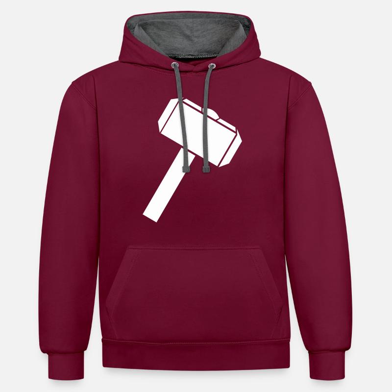 Marteau 01 - Sweat à capuche contrasté - bordeaux/anthracite