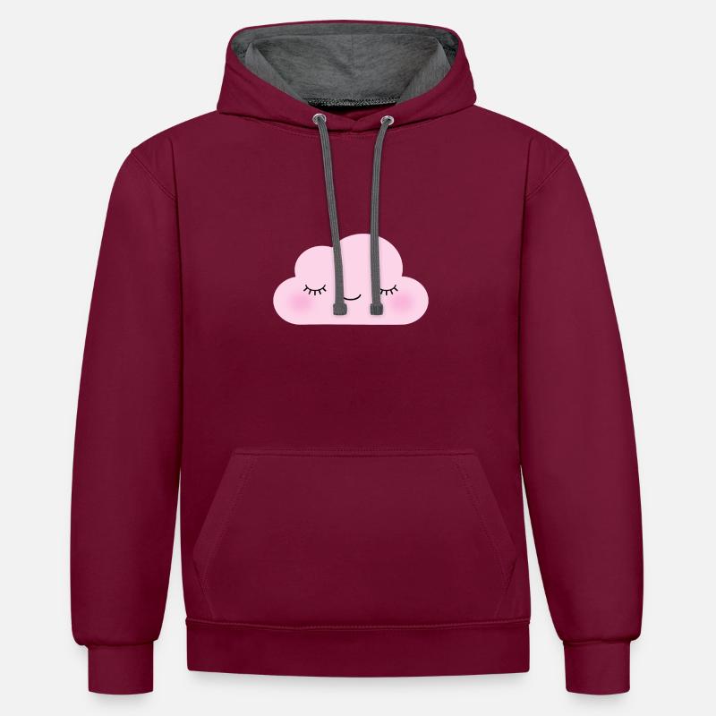 Nuage rose - Sweat à capuche contrasté - bordeaux/anthracite