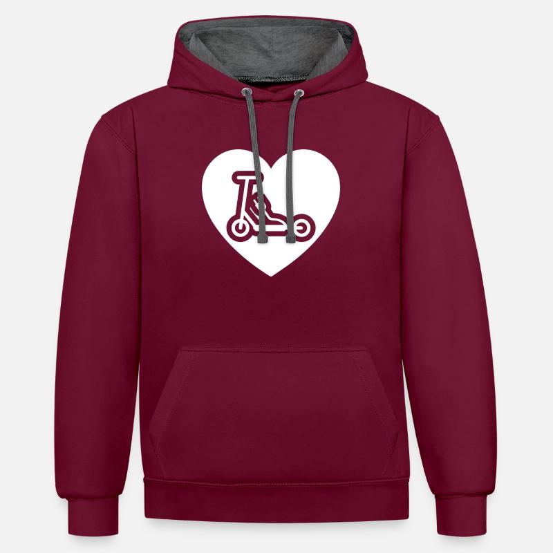 E-Scooter E-Roller Scooter - Kontrast-Hoodie - Weinrot/Anthrazit
