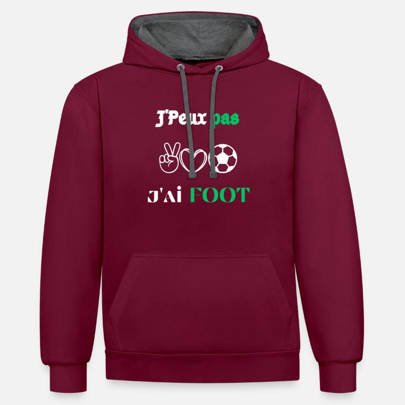 J'Peux pas j'ai Foot - Sweat à capuche contrasté - bordeaux/anthracite