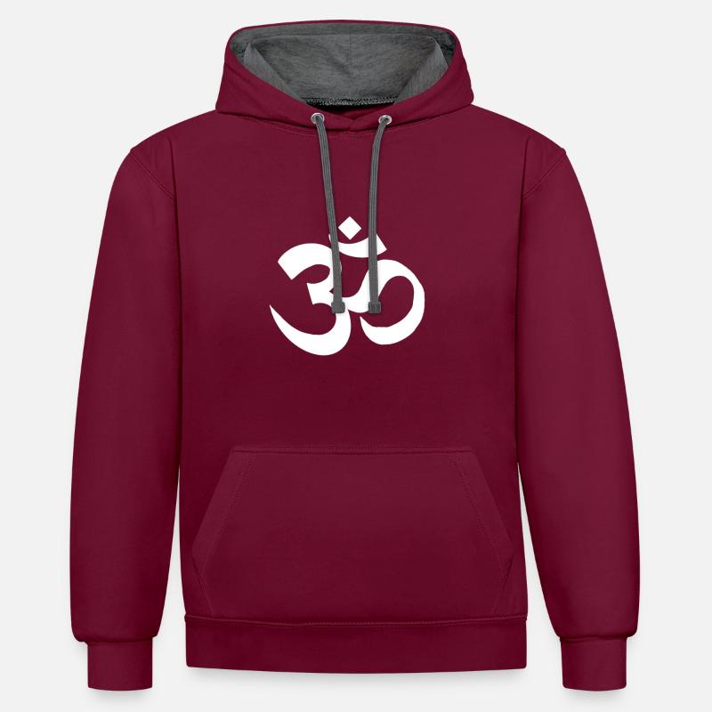 Symbole de l’om - Sweat à capuche contrasté - bordeaux/anthracite