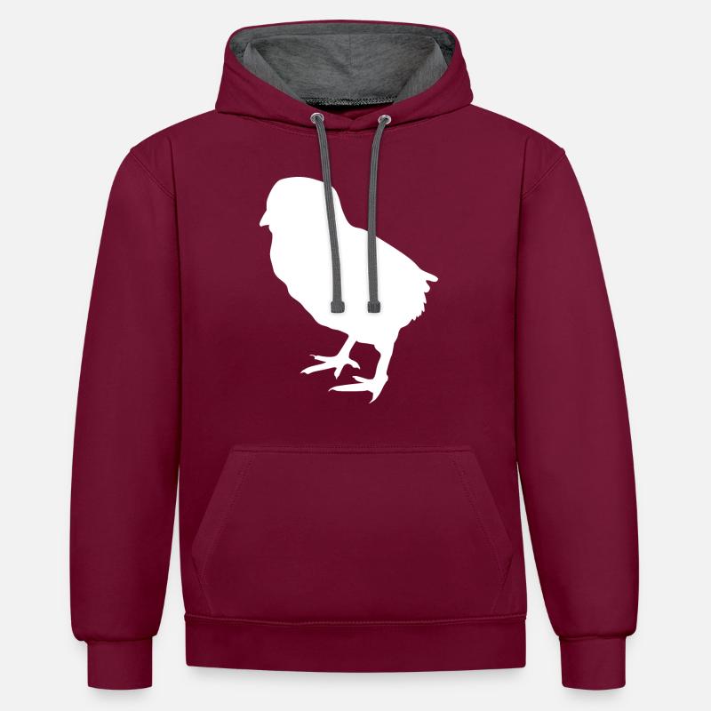 poussin - Sweat à capuche contrasté - bordeaux/anthracite