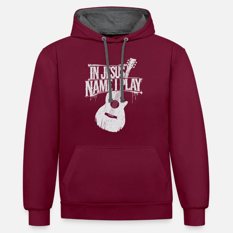 Service divin avec guitare - Sweat à capuche contrasté - bordeaux/anthracite