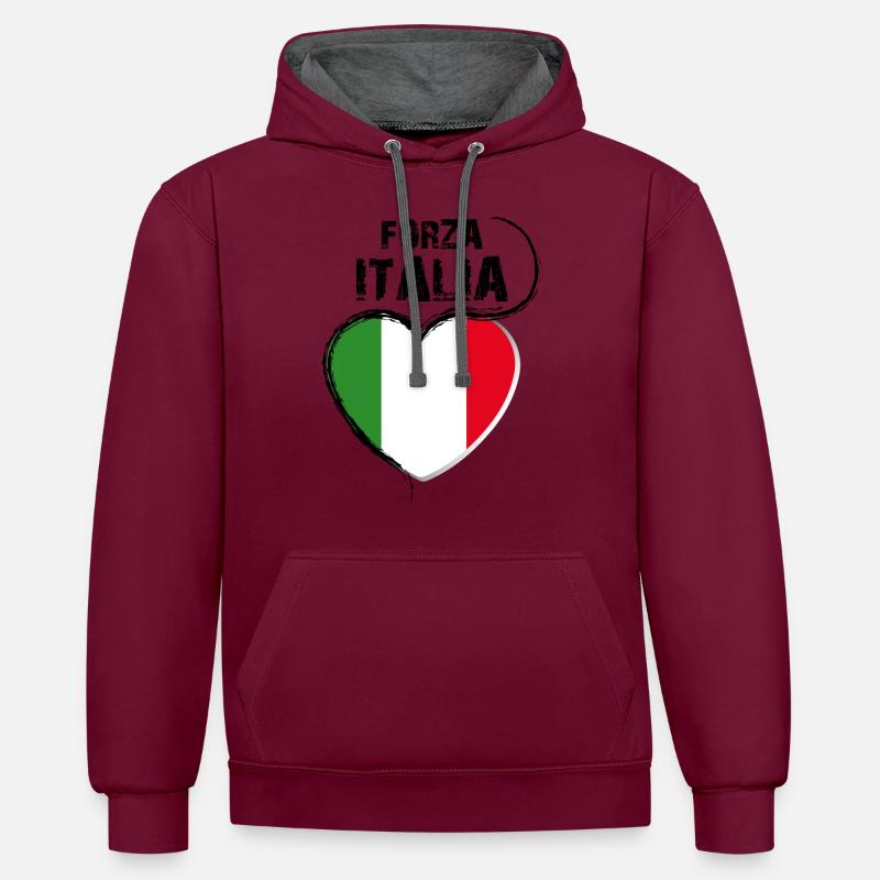 FORZA ITALIA - Sweat à capuche contrasté - bordeaux/anthracite