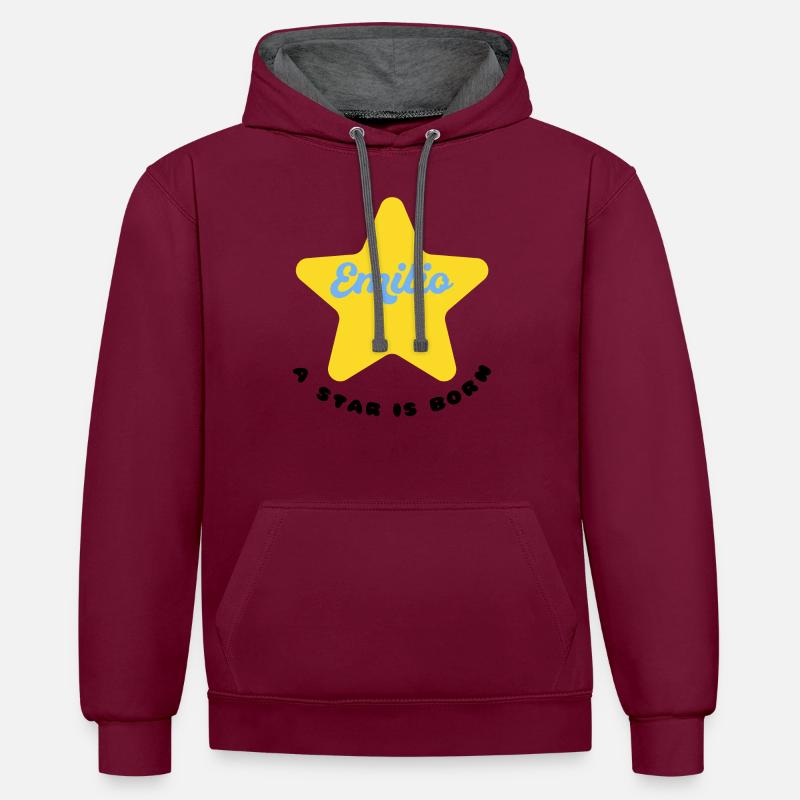 une étoile est née - Emilio - Sweat à capuche contrasté - bordeaux/anthracite