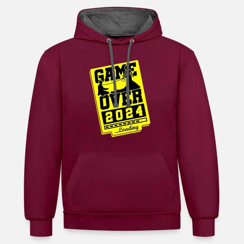 Wedding Loading 2024 Game Over - Sweat à capuche contrasté - bordeaux/anthracite