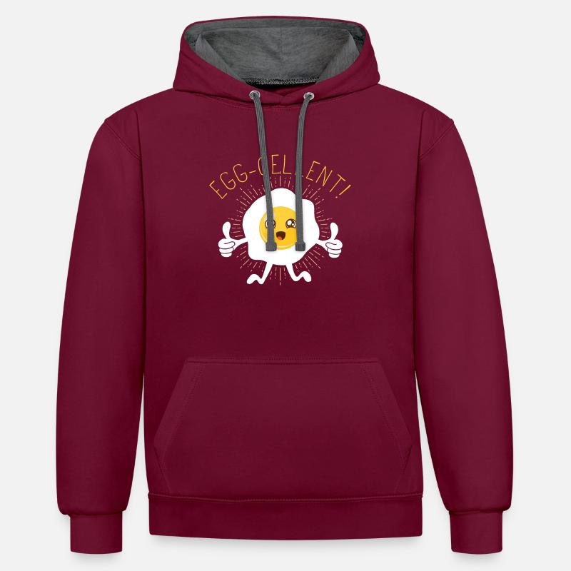 Oeuf (Egg-cellent) - Sweat à capuche contrasté - bordeaux/anthracite