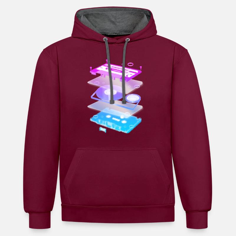 Cassette explosion - Sweat à capuche contrasté - bordeaux/anthracite