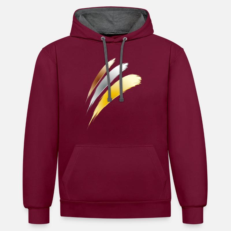 or argent bronze - Sweat à capuche contrasté - bordeaux/anthracite