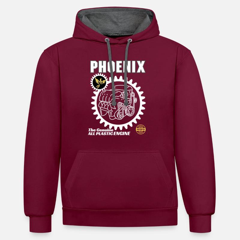 Moteur PHOENIX - Sweat à capuche contrasté - bordeaux/anthracite