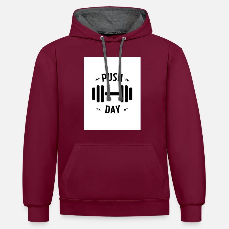 Push Day - Kontrast-Hoodie - Weinrot/Anthrazit