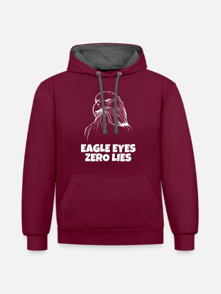Eagle Eyes, Zero Lies - Contrast hoodie - burgundy/charcoal