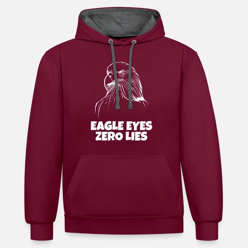 Eagle Eyes, Zero Lies - Contrast hoodie - burgundy/charcoal