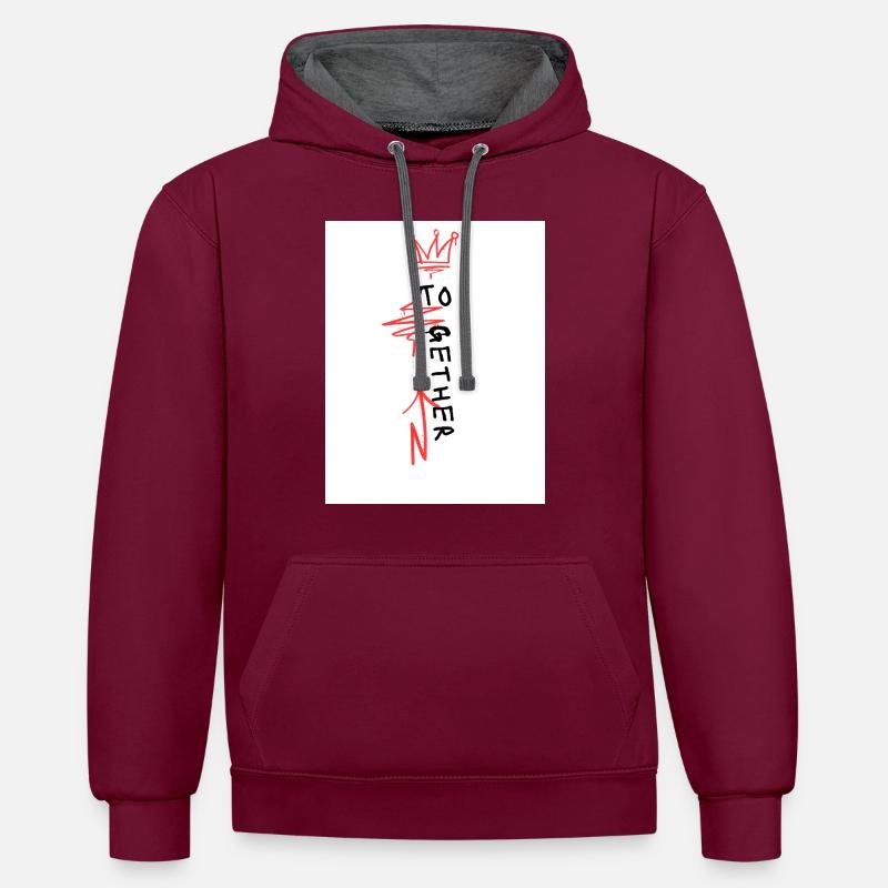 Ensemble - Sweat à capuche contrasté - bordeaux/anthracite