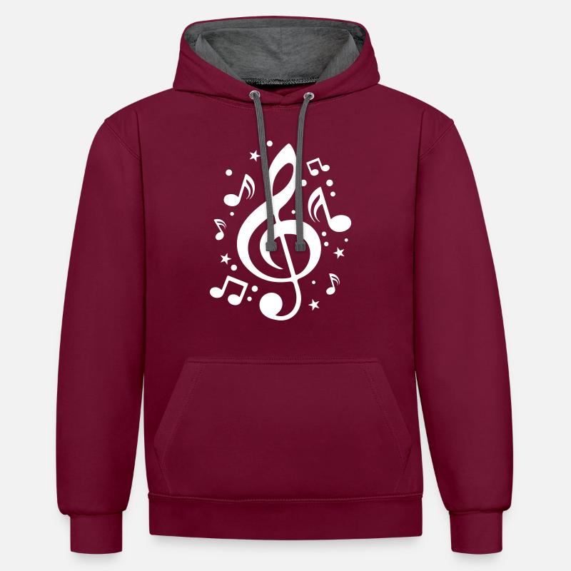 Musical Notes Clef Music - Contrast hoodie - burgundy/charcoal