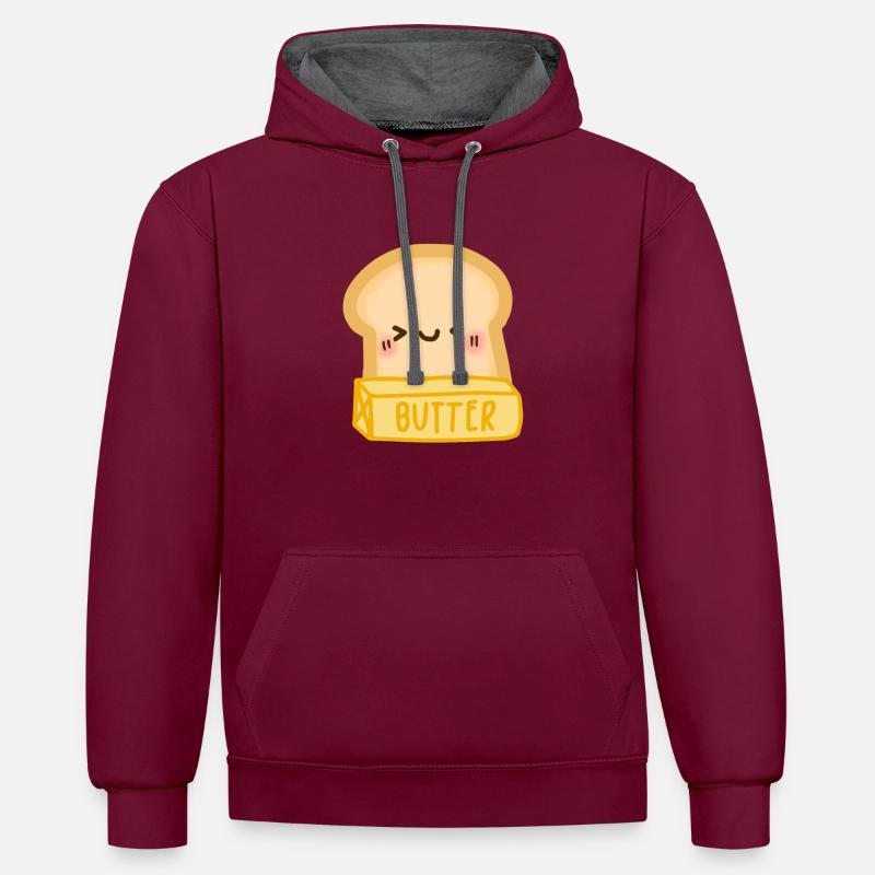 lisse comme du beurre - Sweat à capuche contrasté - bordeaux/anthracite