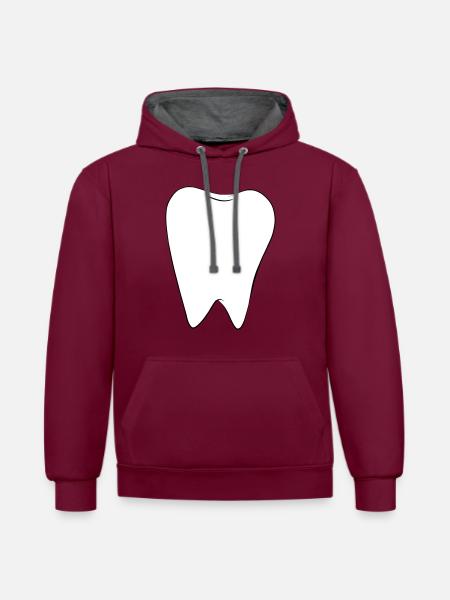 White tooth - Contrast hoodie - burgundy/charcoal