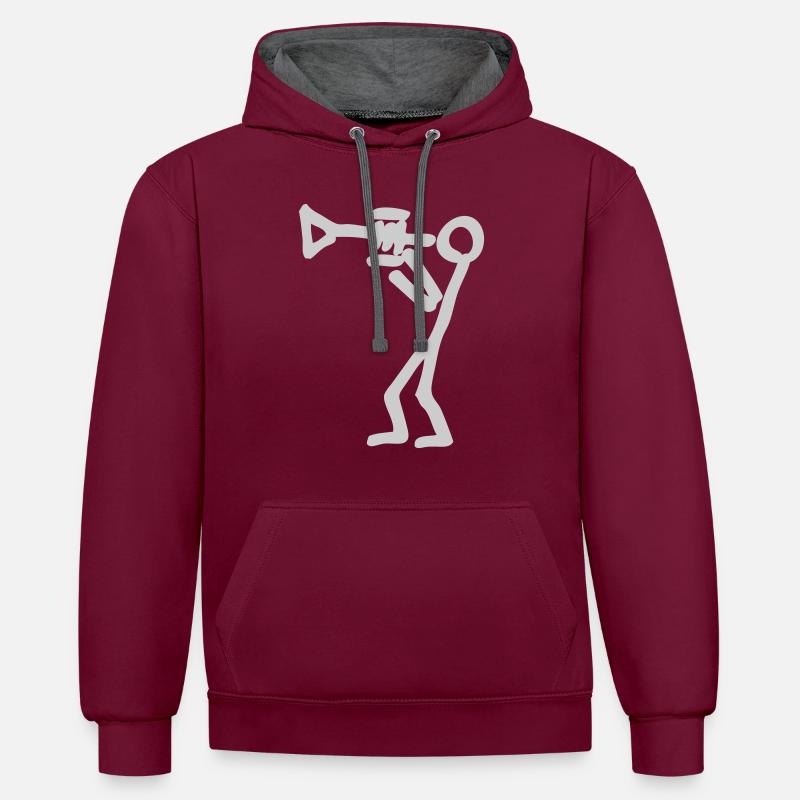 Trompeter - Kontrast-Hoodie - Weinrot/Anthrazit