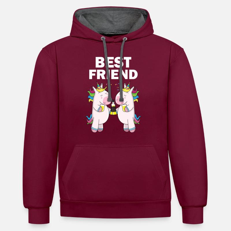 Meilleur ami - Sweat à capuche contrasté - bordeaux/anthracite