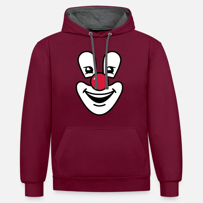 Clown - Kontrast-Hoodie - Weinrot/Anthrazit
