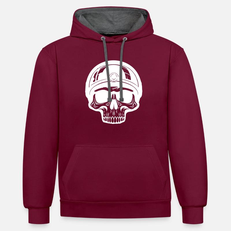 Skeleton Biker - Sweat à capuche contrasté - bordeaux/anthracite