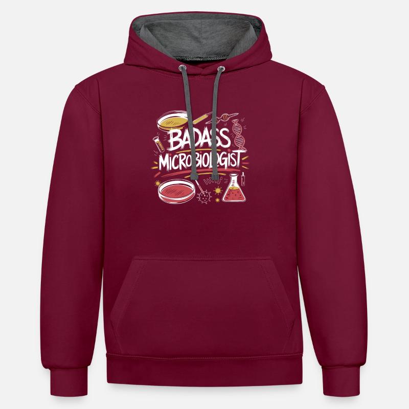 La science avec passion - Sweat à capuche contrasté - bordeaux/anthracite
