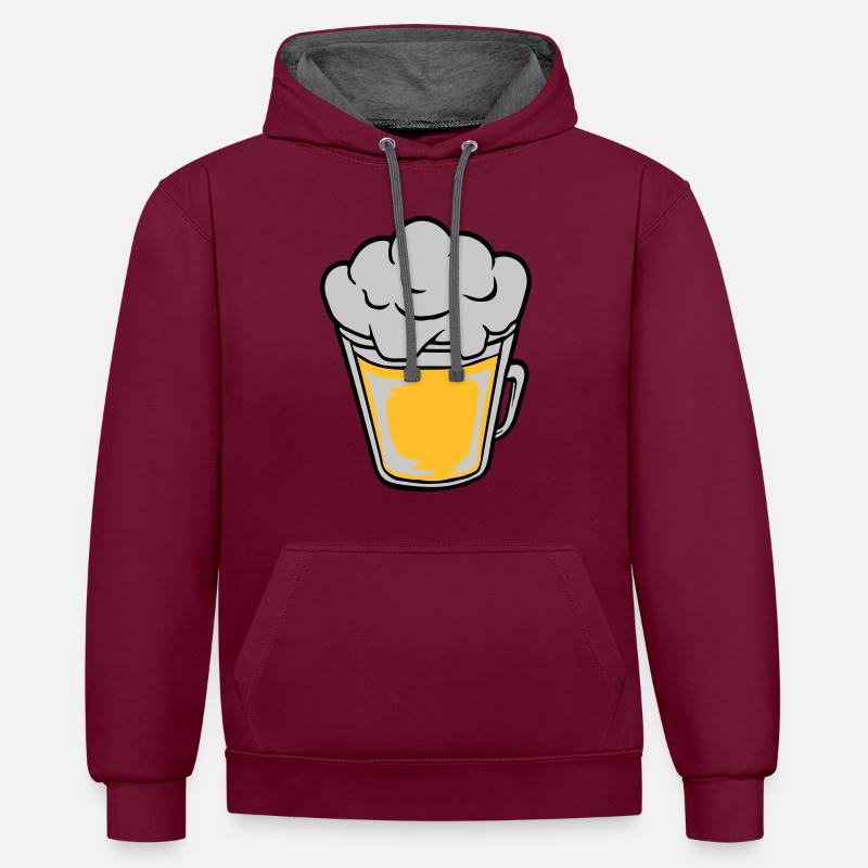 Comic Bier von oben - Kontrast-Hoodie - Weinrot/Anthrazit