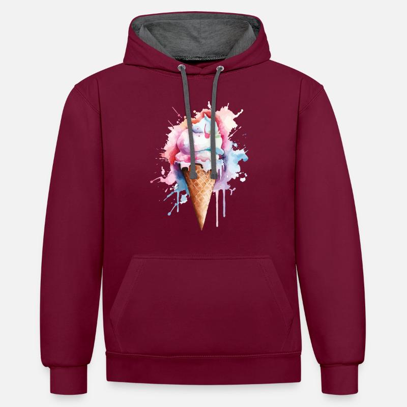 Crème glacée Crème glacée - Sweat à capuche contrasté - bordeaux/anthracite