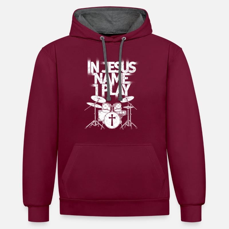 Dynamics in worship - Contrast hoodie - burgundy/charcoal