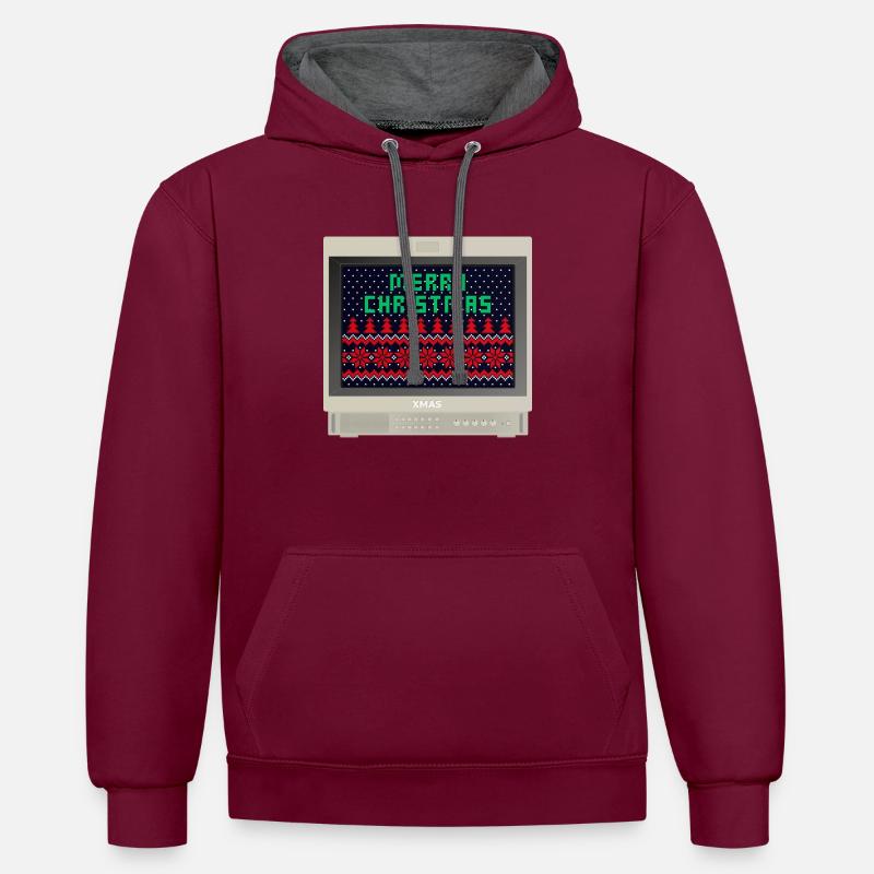 PVM Lover - Merry xmas - Sweat à capuche contrasté - bordeaux/anthracite