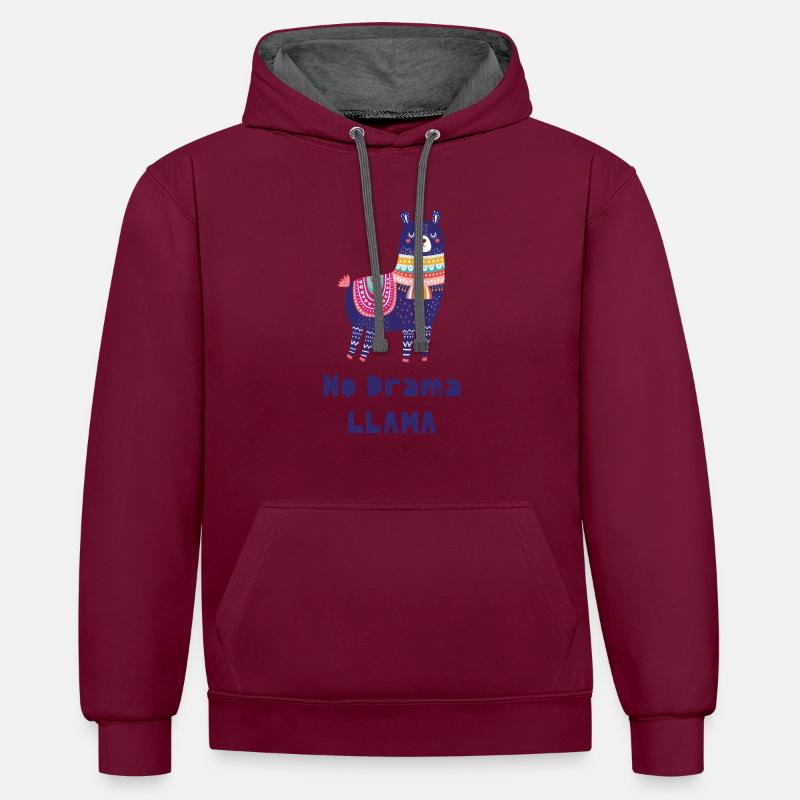 Pas de drame LLAMA! - Sweat à capuche contrasté - bordeaux/anthracite