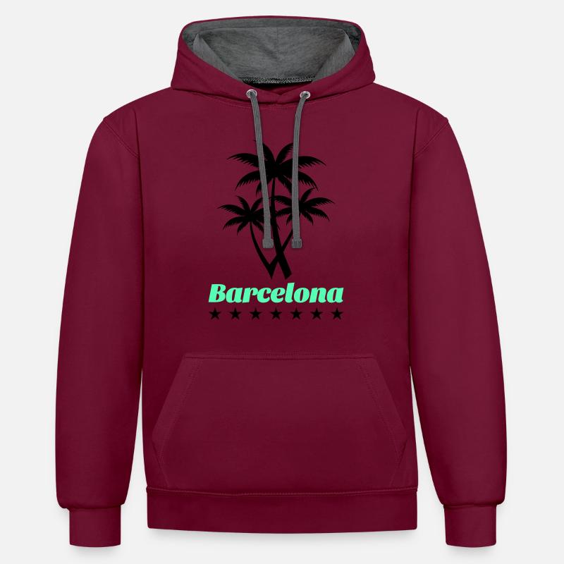Barcelone - Sweat à capuche contrasté - bordeaux/anthracite
