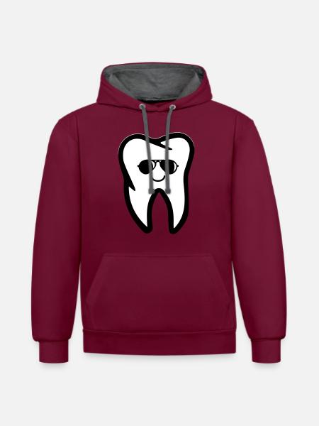 Tooth Sunglasses - Contrast hoodie - burgundy/charcoal