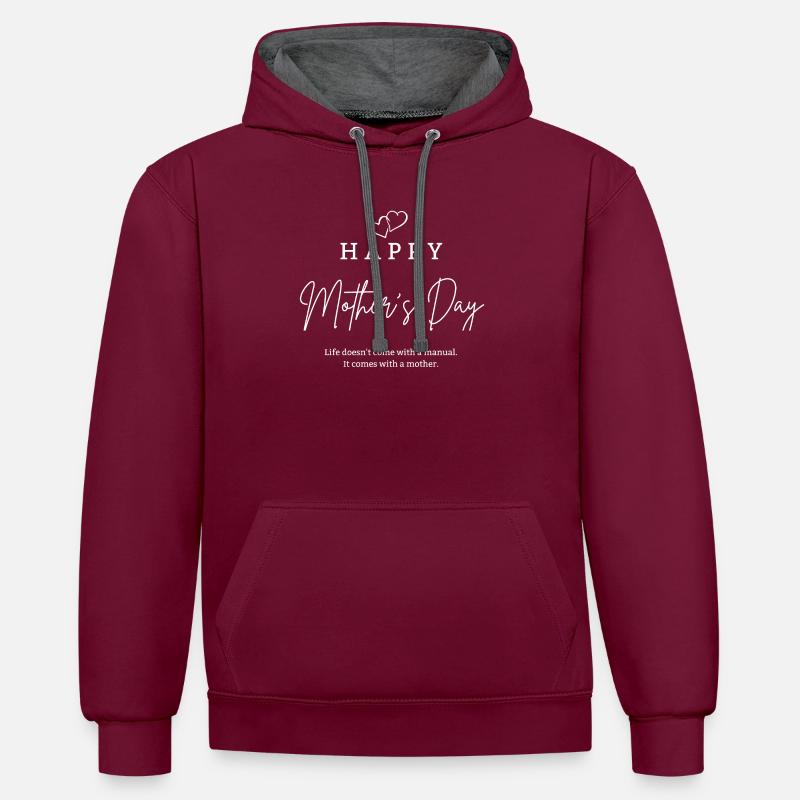 Il vient avec une mère - Sweat à capuche contrasté - bordeaux/anthracite