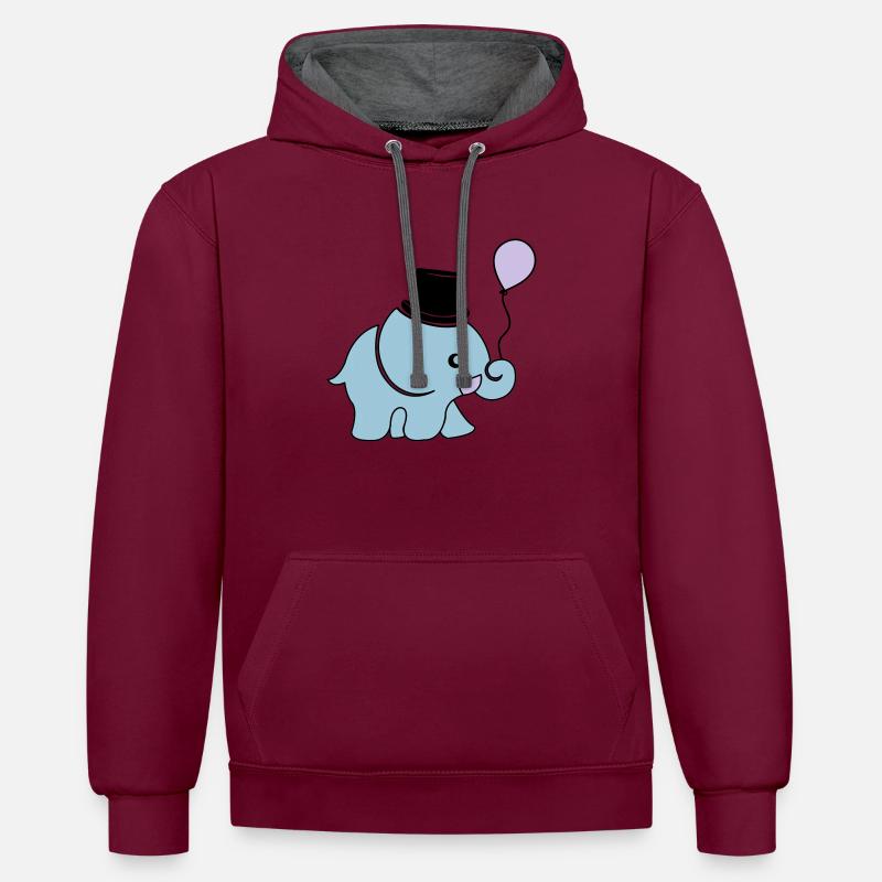 elefant_artist_002 - Sweat à capuche contrasté - bordeaux/anthracite