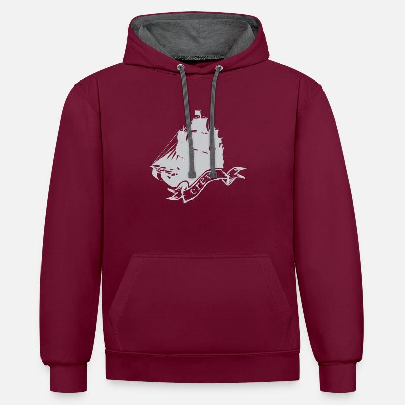 Équipage d’un bateau pirate - Sweat à capuche contrasté - bordeaux/anthracite