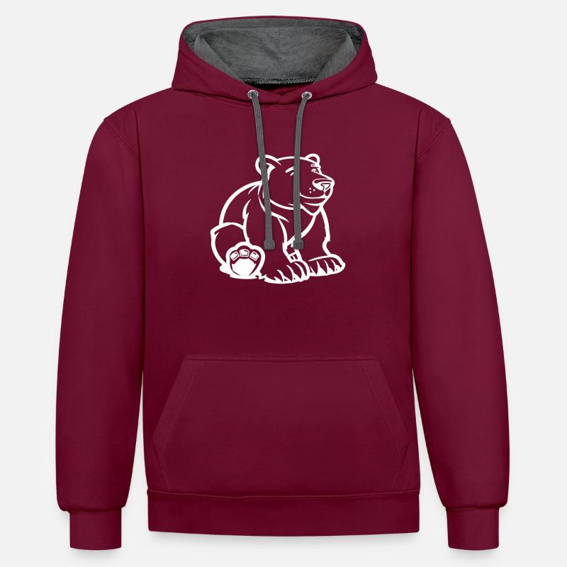 Polar Bear Comic Bear - Contrast hoodie - burgundy/charcoal